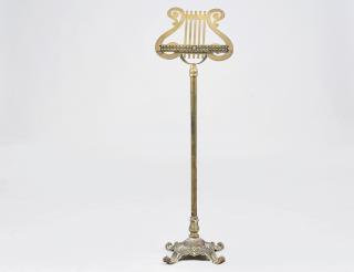 Appraisal: BRASS LYRE-FORM MUSIC STAND With adjustable standard Height