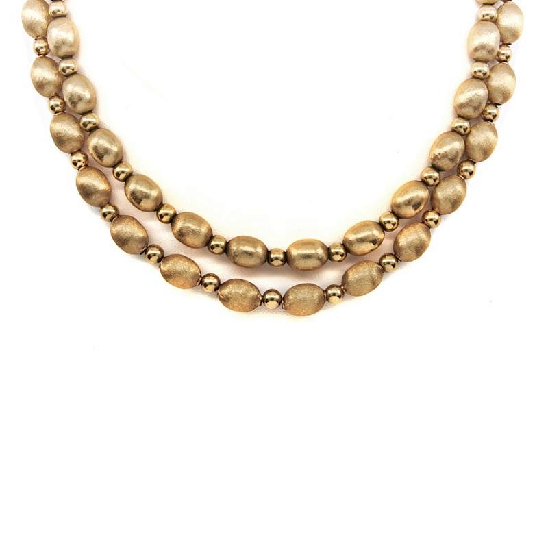 Appraisal: k Yellow gold bead necklaces k Yellow gold bead necklaces