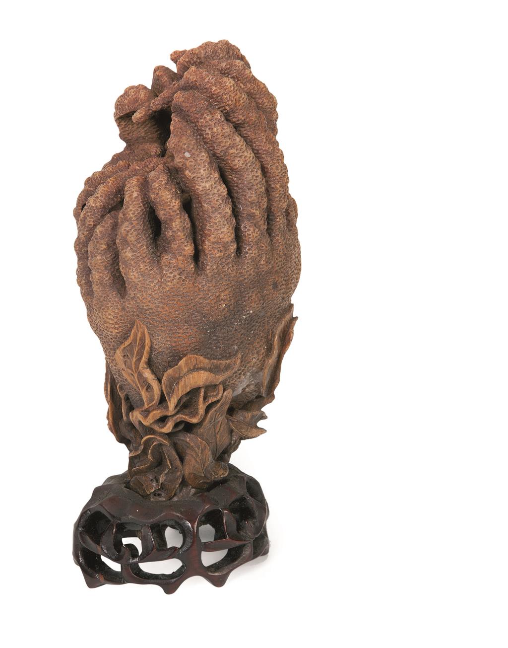 Appraisal: BAMBOO CARVING OF A FINGER CITRON QING DYNASTY TH CENTURY