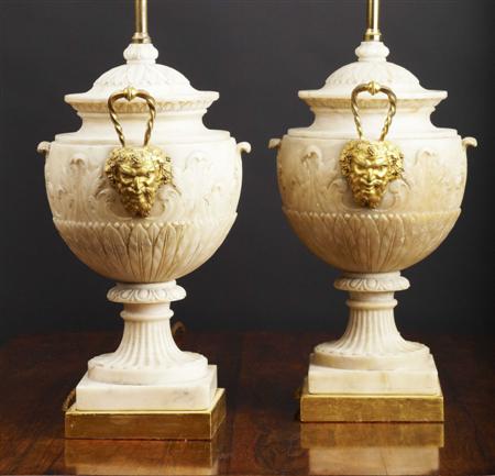 Appraisal: PAIR OF LOUIS XV STYLE ALABASTER AND GILT BRONZE MOUNTED