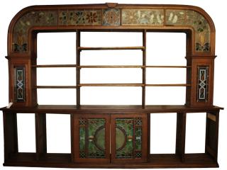 Appraisal: American oak Arts and Crafts back bar with stained and