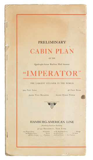 Appraisal: HAMBURG-AMERICAN LINE Imperator Preliminary Cabin Plan Multi-page folding deck plan