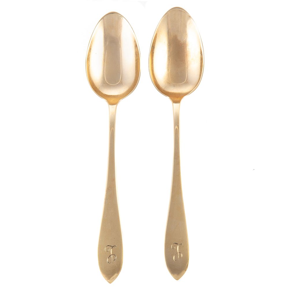 Appraisal: Two K Gold Teaspoons Retailed by Shreve Crump Low Co