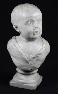 Appraisal: Continental style marble bust of a baby boy Continental style