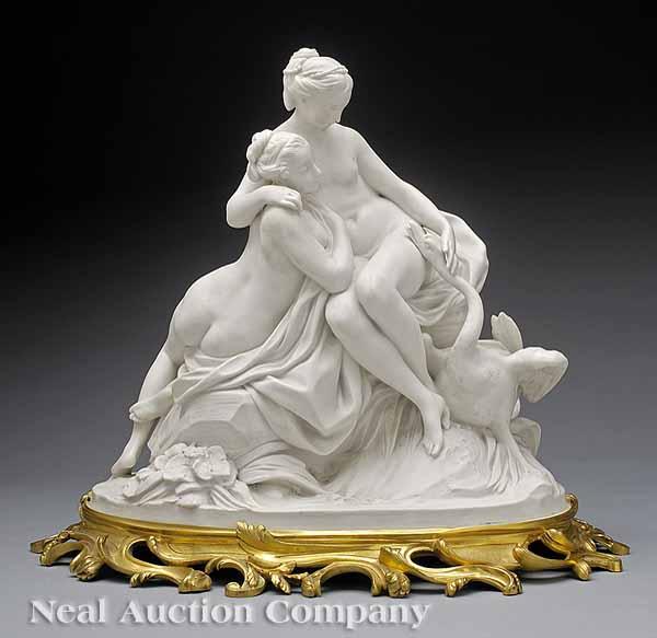 Appraisal: A S vres Biscuit Porcelain Classical Group of Leda and