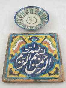 Appraisal: A shallow dish probably th century Persian cm diameter and