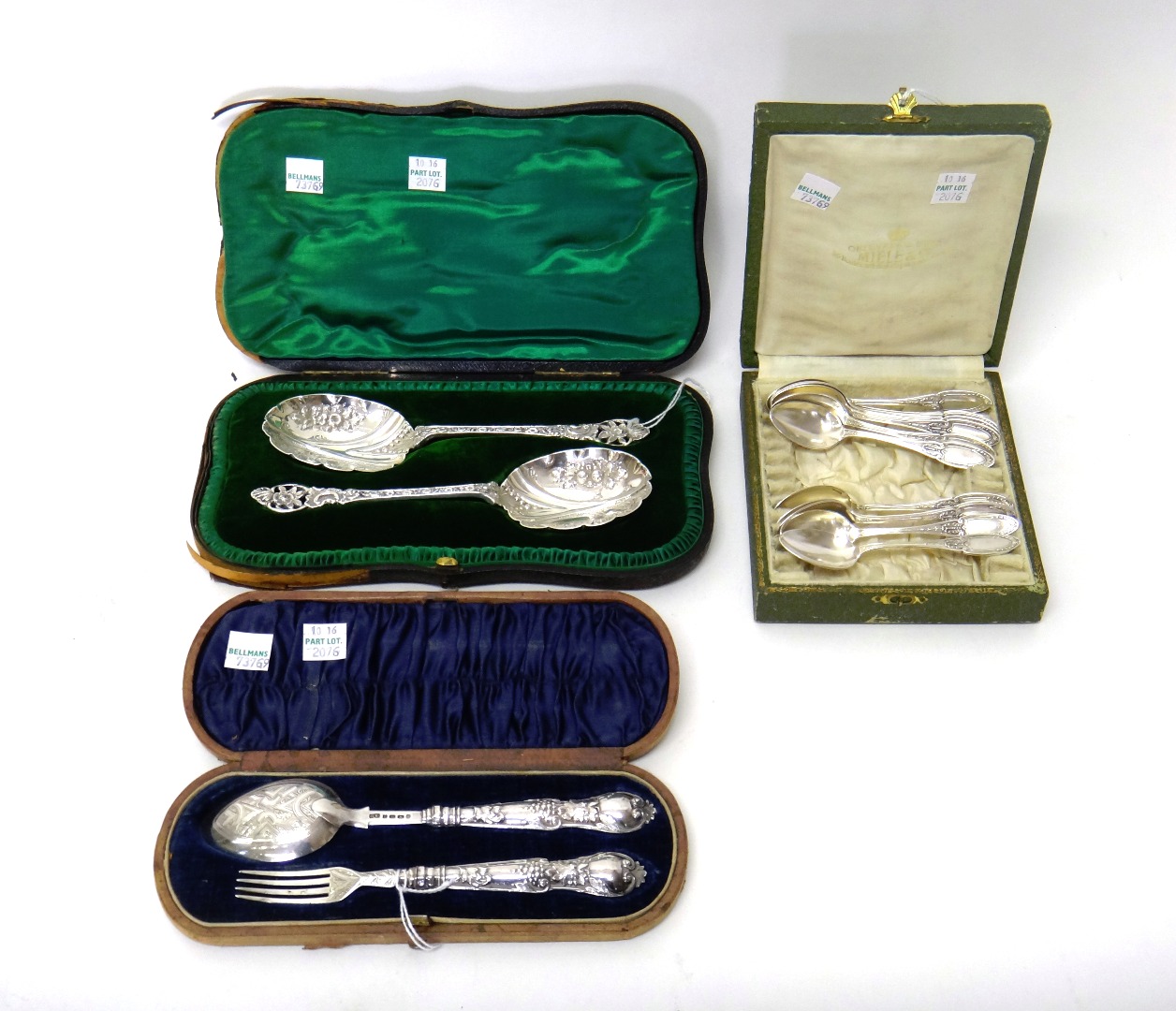 Appraisal: A pair of Victorian silver serving spoons cast and embossed