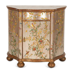 Appraisal: A Silvered and Chinoiserie Decorated Serpentine Console Cabinet th Century