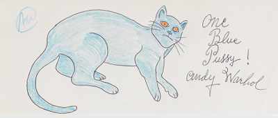 Appraisal: Andy Warhol American - One Blue Pussy Graphite and colored