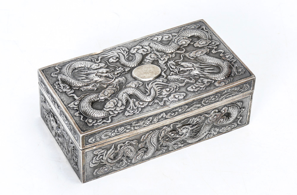 Appraisal: LUEN WO SHANGHAI CHINESE EXPORT SILVER BOX Circa late th