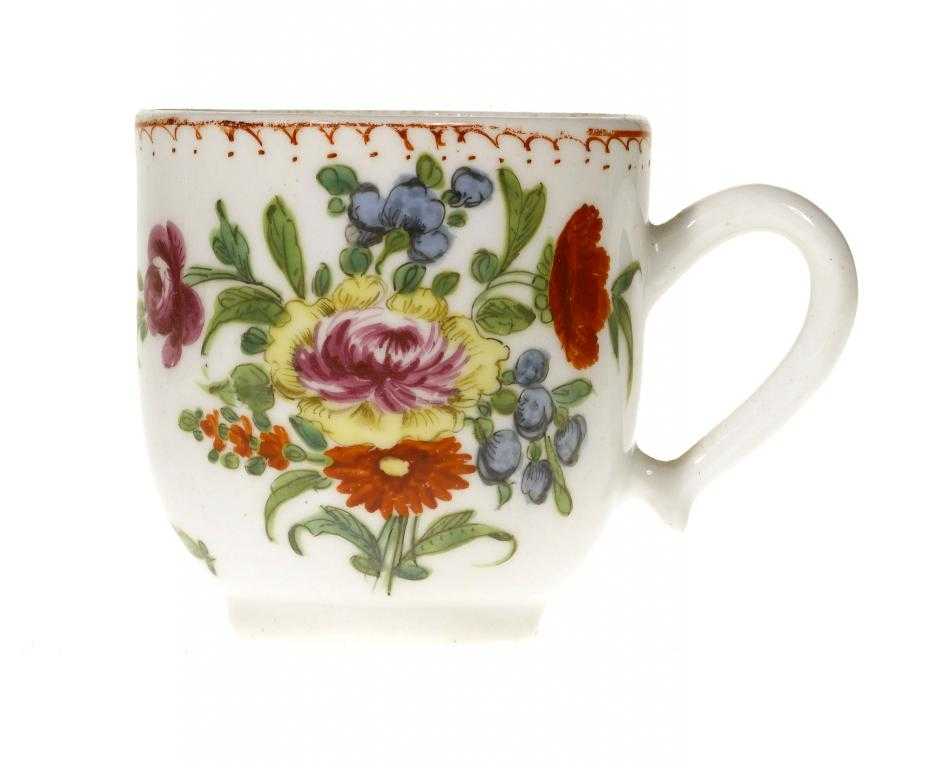 Appraisal: A BOW COFFEE CUP painted in bright enamels with a