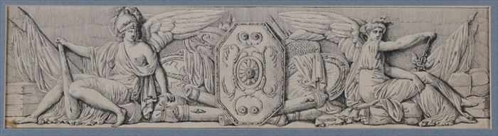 Appraisal: FRENCH SCHOOL NEOCLASSICAL DESIGNS FOR FRIEZES One for an entablature