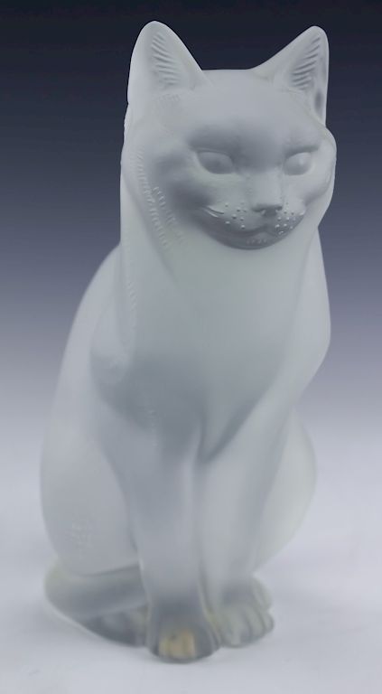 Appraisal: Lalique Chat Assis Sitting Cat Crystal Sculpture Lalique French crystal