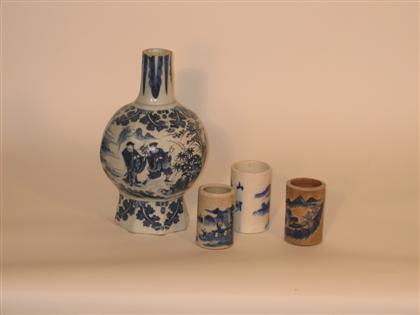 Appraisal: Chinese blue and white kraak lantern and three brushpots th