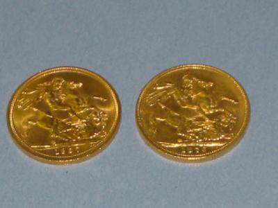 Appraisal: TWO GOLD SOVEREIGNS dated and