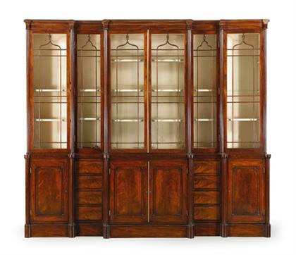 Appraisal: Mahogany breakfront library bookcase possibly baltic first half th century