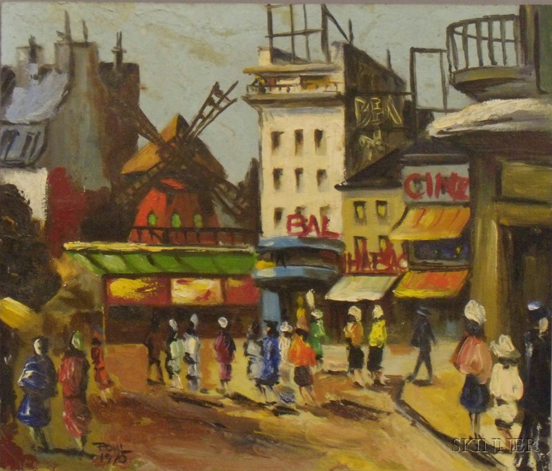 Appraisal: Unframed Oil on Masonite Paris Street Scene signed and dated