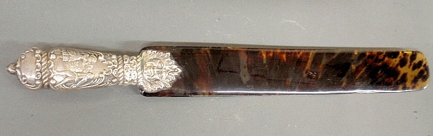 Appraisal: - English silver handled tortoiseshell page turner early th c