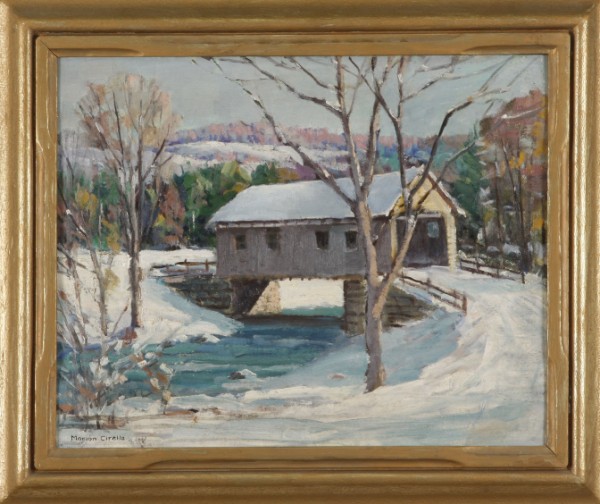 Appraisal: Vermont Covered Bridge oil on canvas board x SLL North