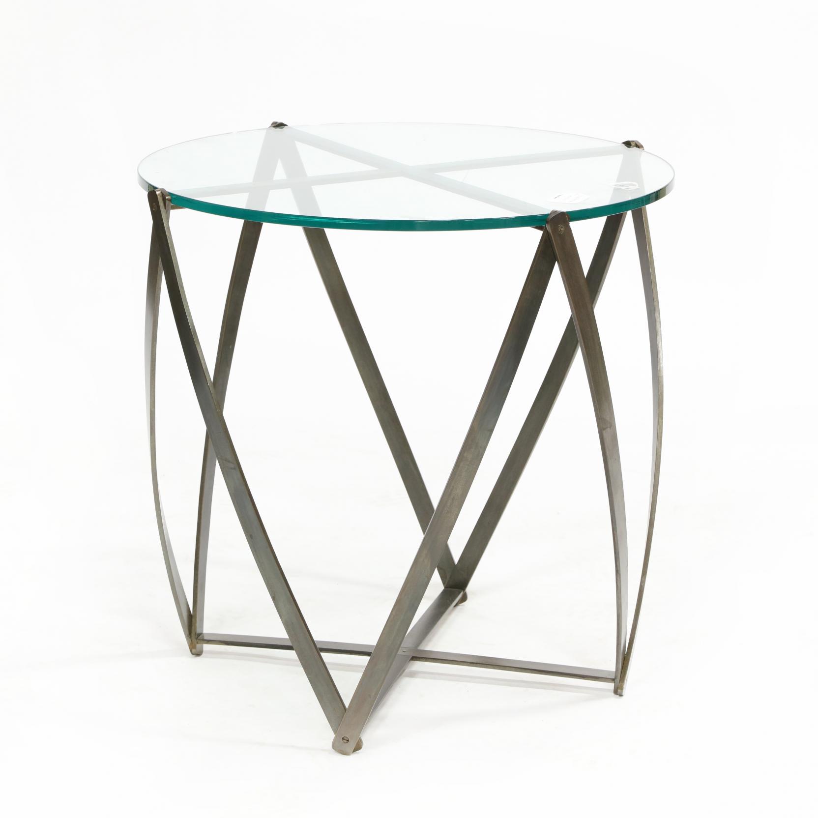 Appraisal: after Willy Rizzo Bronze and Glass Occasional Table custom made