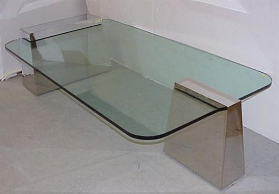 Appraisal: Chrome and glass coffee table attributed to Pace Collection c