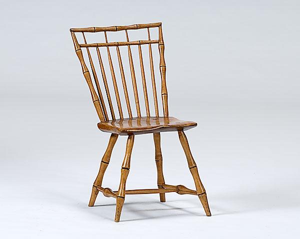 Appraisal: WINDSOR SIDE CHAIR Bamboo bird-cage Windsor side chair with splayed