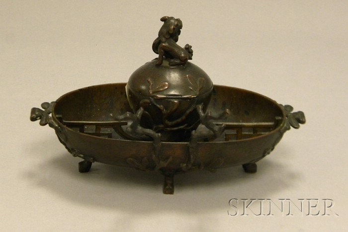 Appraisal: Chinese Bronze Footed Inkstand