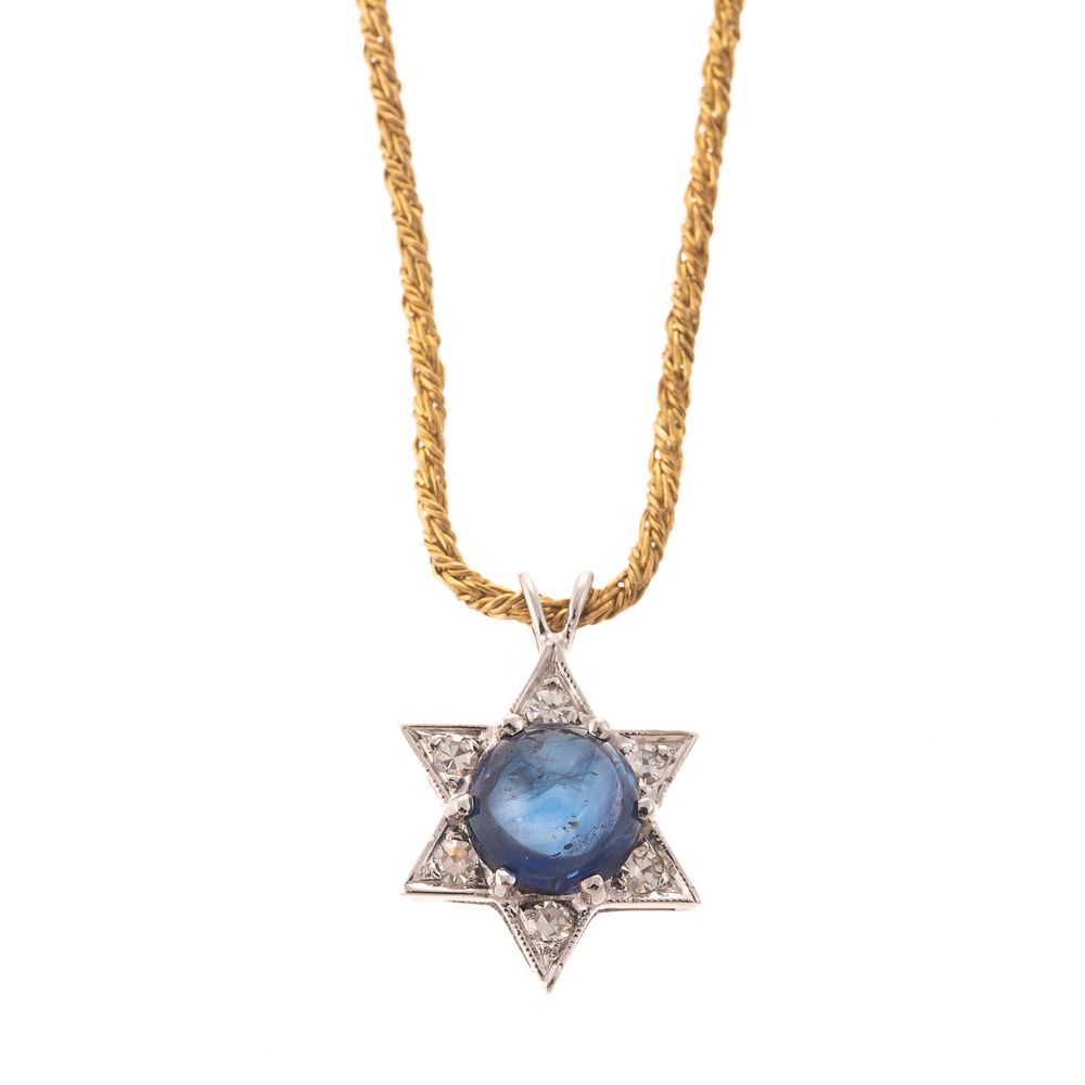 Appraisal: A Sapphire Star Pendant Woven Chain in K K white