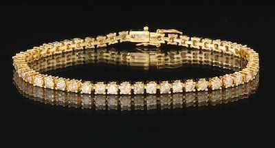 Appraisal: k Tennis Bracelet Yellow gold set diamond tennis bracelet Approx