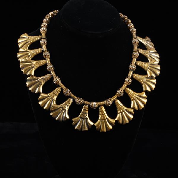 Appraisal: Art Deco Egyptian Collar Joseff of Hollywood Gold Tone Necklace