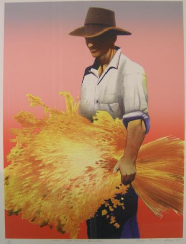 Appraisal: Gary Ernest Smith Man with Wheat Bundle Lithograph x signed