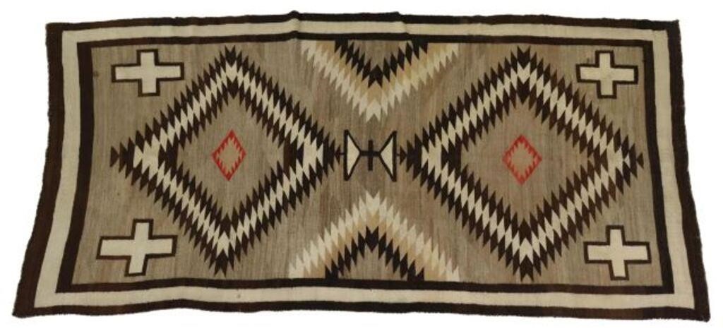 Appraisal: Large Native American handspun wool rug Navajo c s- s