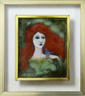 Appraisal: Haum Woman with Red Hair th c enamel on me