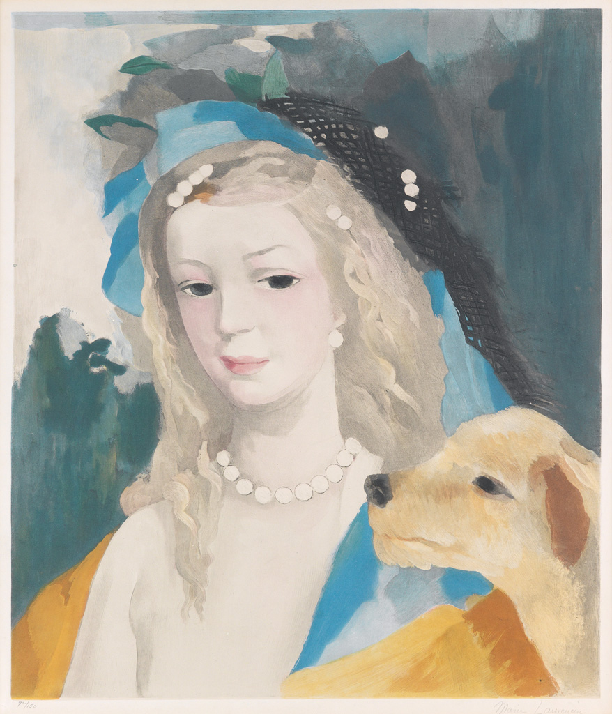 Appraisal: MARIE LAURENCIN after Jeune Fille avec Chien Color etching aquatint