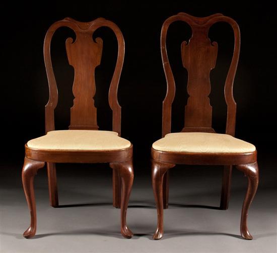 Appraisal: Near pair of Queen Anne carved walnut side chairs Philadelphia