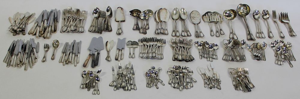 Appraisal: STERLING Pc Tetard Sterling Perles Flatware Includes spoons with oval