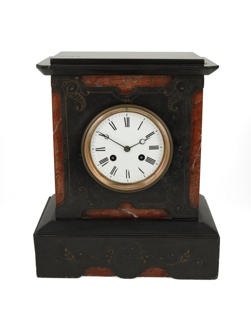 Appraisal: A Victorian slate and marble mantle clock th Century Movement