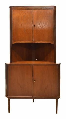 Appraisal: Danish mid-century modern teakwood corner cabinet c s fitted with