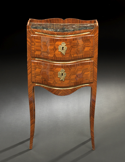 Appraisal: Transitional Louis XV into Louis XVI Kingwood and Marble-Top Commode