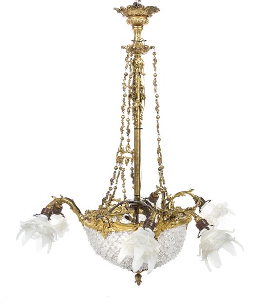 Appraisal: Sale Lot A Continental Gilt Bronze and Glass Mounted Nine-Light