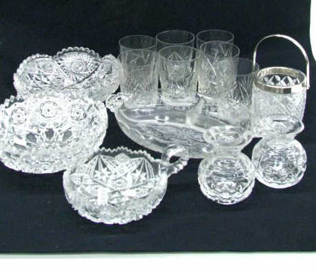 Appraisal: Group of cut and pattern glass including pair of Waterford