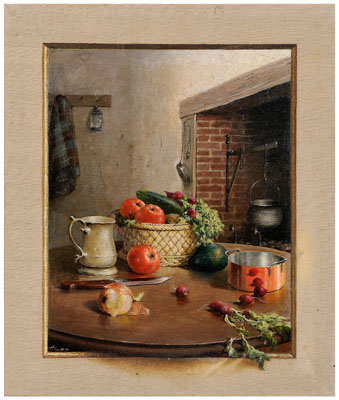 Appraisal: August Albo painting EstoniaNew York - trompe l'oeil still life