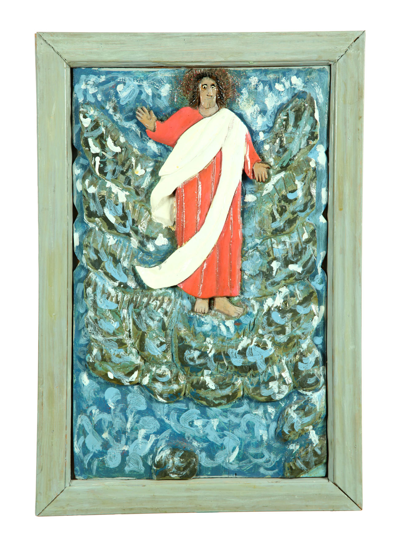 Appraisal: FOLK ART PLAQUE THE COMING OF CHRIST BY ELIJAH PIERCE