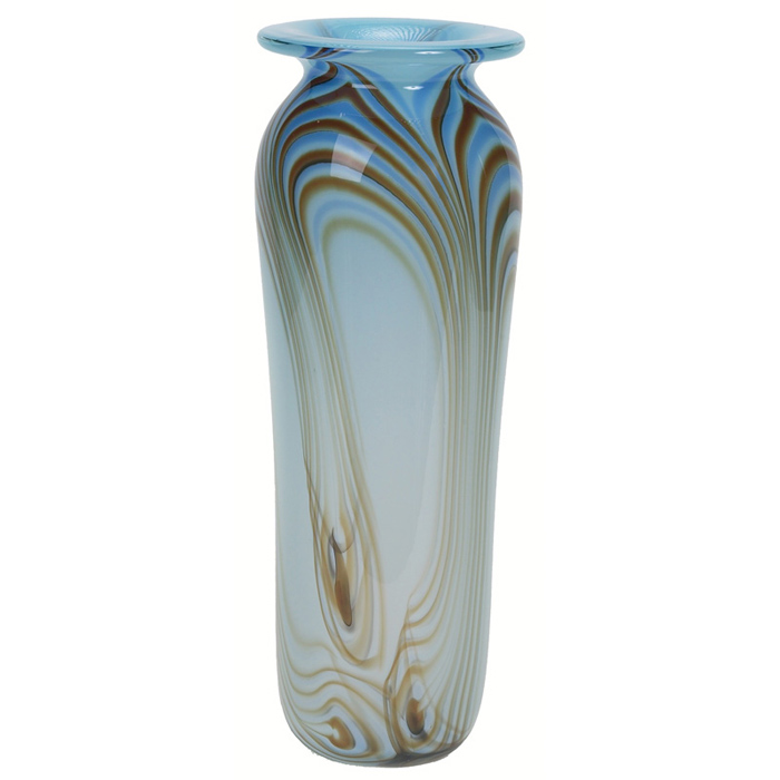 Appraisal: Craig Howell vase c cased blue glass with brown plume