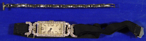 Appraisal: Platinum and diamond ladies cocktail watch