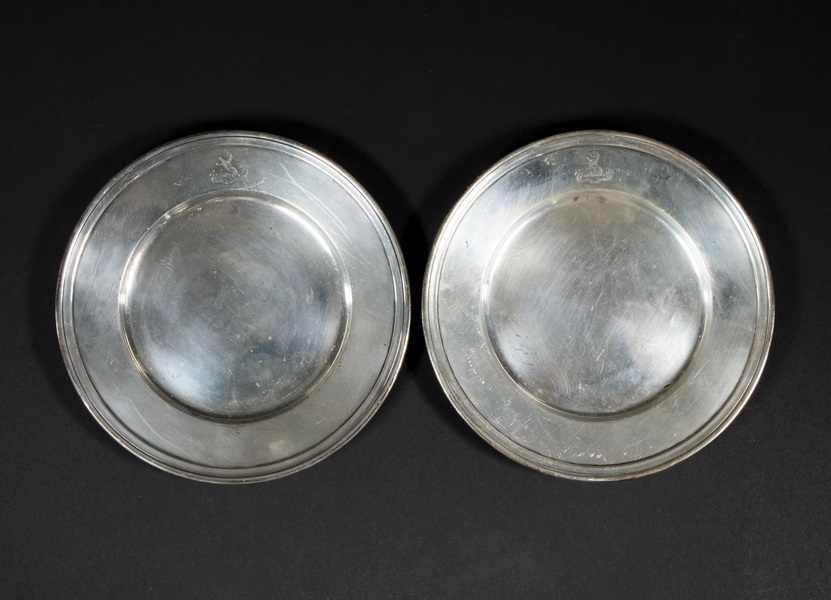 Appraisal: PR TIFFANY CO SILVER CLAN MACPHERSON ARMORIAL PLATES Pair of