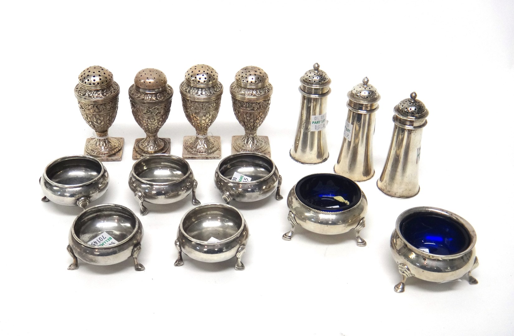 Appraisal: Silver comprising two circular salts each raised on three feet