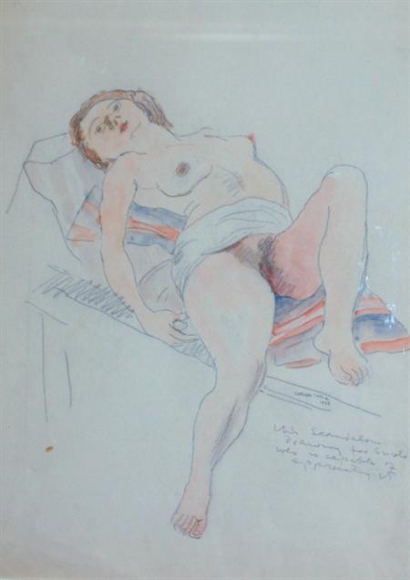 Appraisal: Raphael Soyer American - Reclining Female Nude A Double-Sided Work