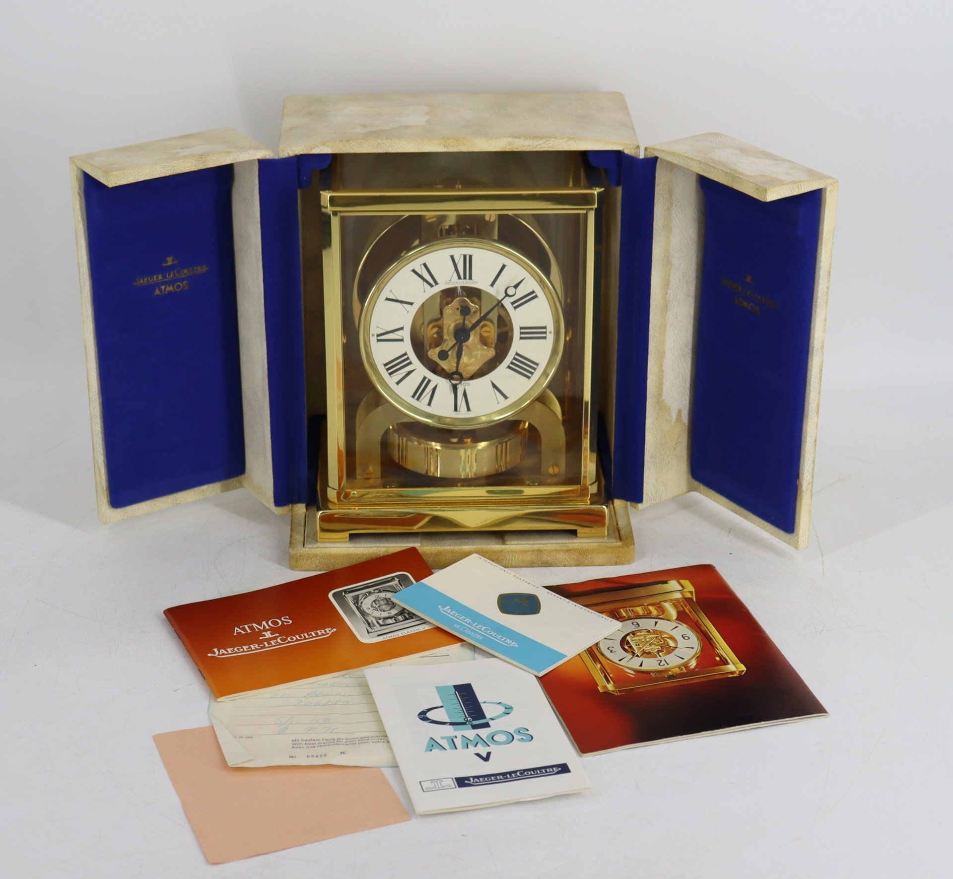 Appraisal: VINTAGE LECOULTRE ATMOS CLOCK IN PRESENTATION CASE Serial in case