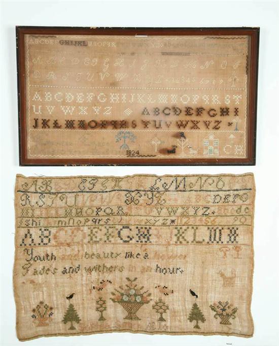 Appraisal: TWO SAMPLERS American silk on linen Sophia Smith early th